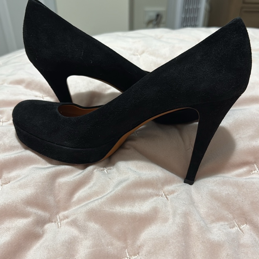 Authentic GUCCI black suede round toe platform heels shoes pumps size 6 36 - Picture 6 of 12